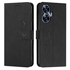 Funda de Cuero Cartera con Soporte Carcasa Y03X para Realme C55 Negro