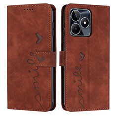 Funda de Cuero Cartera con Soporte Carcasa Y03X para Realme C67 Marron