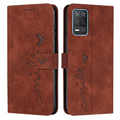 Funda de Cuero Cartera con Soporte Carcasa Y03X para Realme Q3 5G Marron