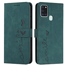 Funda de Cuero Cartera con Soporte Carcasa Y03X para Samsung Galaxy A21s Verde