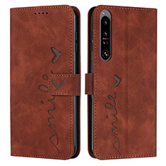 Funda de Cuero Cartera con Soporte Carcasa Y03X para Sony Xperia 1 IV SO-51C Marron