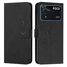 Funda de Cuero Cartera con Soporte Carcasa Y03X para Xiaomi Poco M4 Pro 4G Negro