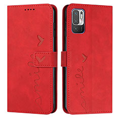 Funda de Cuero Cartera con Soporte Carcasa Y03X para Xiaomi Redmi Note 10 5G Rojo