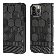 Funda de Cuero Cartera con Soporte Carcasa Y04B para Apple iPhone 13 Pro Negro