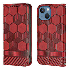 Funda de Cuero Cartera con Soporte Carcasa Y04B para Apple iPhone 14 Rojo Rosa