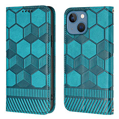 Funda de Cuero Cartera con Soporte Carcasa Y04B para Apple iPhone 15 Cian