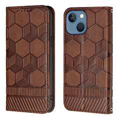 Funda de Cuero Cartera con Soporte Carcasa Y04B para Apple iPhone 15 Marron