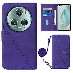 Funda de Cuero Cartera con Soporte Carcasa Y04B para Huawei Honor Magic5 Pro 5G Morado