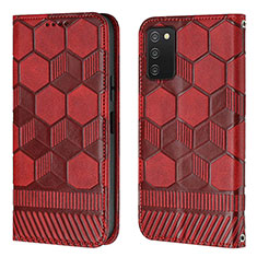 Funda de Cuero Cartera con Soporte Carcasa Y04B para Samsung Galaxy A02s Rojo