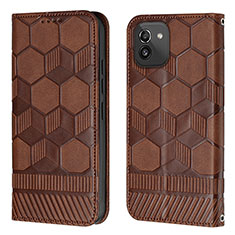 Funda de Cuero Cartera con Soporte Carcasa Y04B para Samsung Galaxy A03 Marron