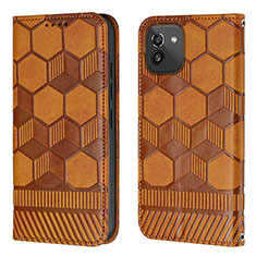 Funda de Cuero Cartera con Soporte Carcasa Y04B para Samsung Galaxy A03 Marron Claro