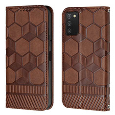 Funda de Cuero Cartera con Soporte Carcasa Y04B para Samsung Galaxy A03s Marron