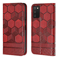 Funda de Cuero Cartera con Soporte Carcasa Y04B para Samsung Galaxy A03s Rojo