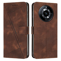 Funda de Cuero Cartera con Soporte Carcasa Y04X para Realme 11 Pro 5G Marron