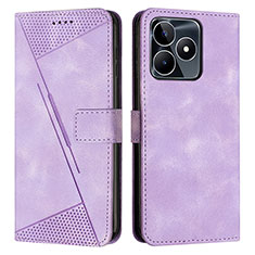 Funda de Cuero Cartera con Soporte Carcasa Y04X para Realme C53 Morado