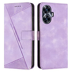 Funda de Cuero Cartera con Soporte Carcasa Y04X para Realme C55 Morado