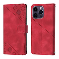 Funda de Cuero Cartera con Soporte Carcasa Y05B para Apple iPhone 13 Pro Rojo