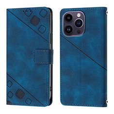 Funda de Cuero Cartera con Soporte Carcasa Y05B para Apple iPhone 14 Pro Azul