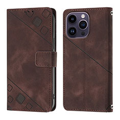 Funda de Cuero Cartera con Soporte Carcasa Y05B para Apple iPhone 14 Pro Marron