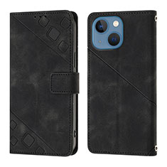 Funda de Cuero Cartera con Soporte Carcasa Y05B para Apple iPhone 15 Negro