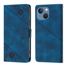 Funda de Cuero Cartera con Soporte Carcasa Y05B para Apple iPhone 15 Plus Azul