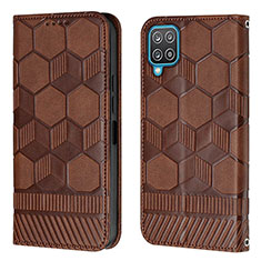 Funda de Cuero Cartera con Soporte Carcasa Y05B para Samsung Galaxy F12 Marron