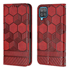 Funda de Cuero Cartera con Soporte Carcasa Y05B para Samsung Galaxy F12 Rojo