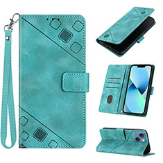 Funda de Cuero Cartera con Soporte Carcasa Y06B para Apple iPhone 15 Cian