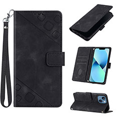 Funda de Cuero Cartera con Soporte Carcasa Y06B para Apple iPhone 15 Plus Negro