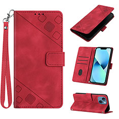 Funda de Cuero Cartera con Soporte Carcasa Y06B para Apple iPhone 15 Plus Rojo