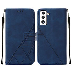 Funda de Cuero Cartera con Soporte Carcasa Y07B para Samsung Galaxy S21 Plus 5G Azul