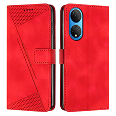 Funda de Cuero Cartera con Soporte Carcasa Y07X para Huawei Honor X7 Rojo