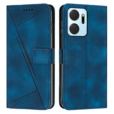 Funda de Cuero Cartera con Soporte Carcasa Y07X para Huawei Honor X7a Azul