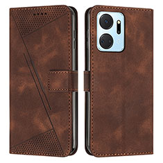 Funda de Cuero Cartera con Soporte Carcasa Y07X para Huawei Honor X7a Marron