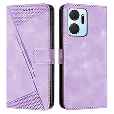 Funda de Cuero Cartera con Soporte Carcasa Y07X para Huawei Honor X7a Morado