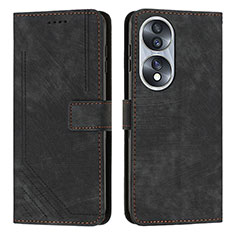 Funda de Cuero Cartera con Soporte Carcasa Y07X para Huawei Honor X7b Negro