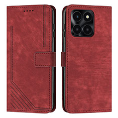 Funda de Cuero Cartera con Soporte Carcasa Y07X para Huawei Honor X8b Rojo