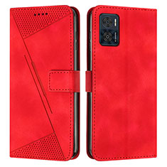 Funda de Cuero Cartera con Soporte Carcasa Y07X para Motorola Moto E22 Rojo