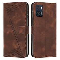 Funda de Cuero Cartera con Soporte Carcasa Y07X para Motorola Moto E22i Marron