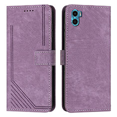 Funda de Cuero Cartera con Soporte Carcasa Y07X para Motorola Moto E22S Morado