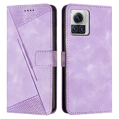 Funda de Cuero Cartera con Soporte Carcasa Y07X para Motorola Moto Edge X30 Pro 5G Morado