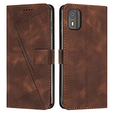 Funda de Cuero Cartera con Soporte Carcasa Y07X para Nokia C02 Marron