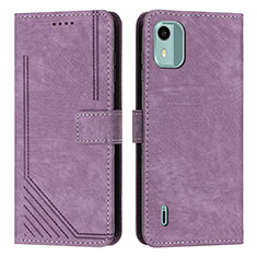 Funda de Cuero Cartera con Soporte Carcasa Y07X para Nokia C12 Plus Morado