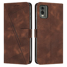 Funda de Cuero Cartera con Soporte Carcasa Y07X para Nokia C210 Marron