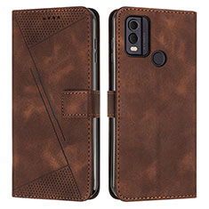 Funda de Cuero Cartera con Soporte Carcasa Y07X para Nokia C22 Marron