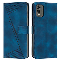 Funda de Cuero Cartera con Soporte Carcasa Y07X para Nokia C32 Azul