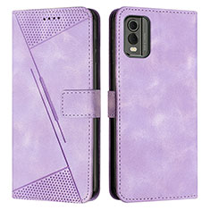 Funda de Cuero Cartera con Soporte Carcasa Y07X para Nokia C32 Morado