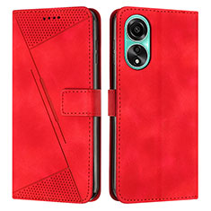 Funda de Cuero Cartera con Soporte Carcasa Y07X para Oppo A18 Rojo