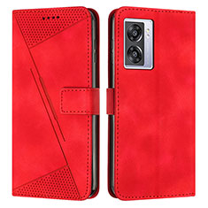 Funda de Cuero Cartera con Soporte Carcasa Y07X para Oppo A57 5G Rojo