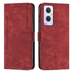 Funda de Cuero Cartera con Soporte Carcasa Y07X para Oppo A96 5G Rojo